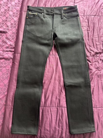 กางเกงยีนส์Pinion denim รุ่นอีกา the crow SLUB SUPER BLACK 25OZ รูปที่ 3