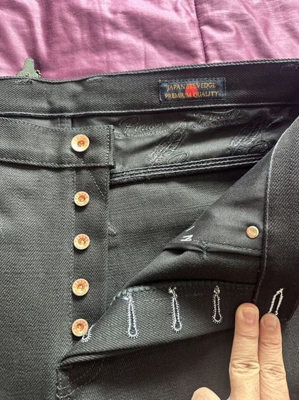 กางเกงยีนส์Pinion denim รุ่นอีกา the crow SLUB SUPER BLACK 25OZ รูปที่ 5