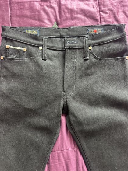 กางเกงยีนส์Pinion denim รุ่นอีกา the crow SLUB SUPER BLACK 25OZ