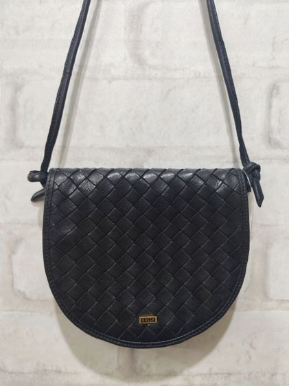 หนังแท้ หญิง กระเป๋าสะพายข้าง Bally วินเทจ สีดำ ดีไซน์หนังสาน Intrecciato