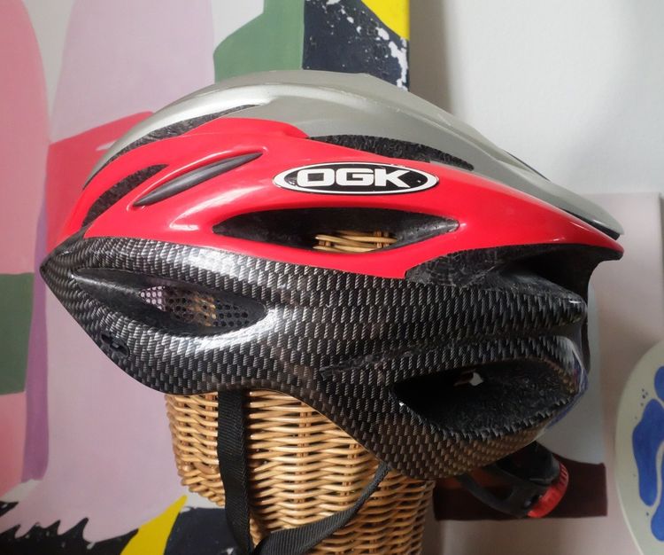 OGK Regas Cycling Helmet Size 62cm สีแดง เทา ลายคาร์บอน รูปที่ 2