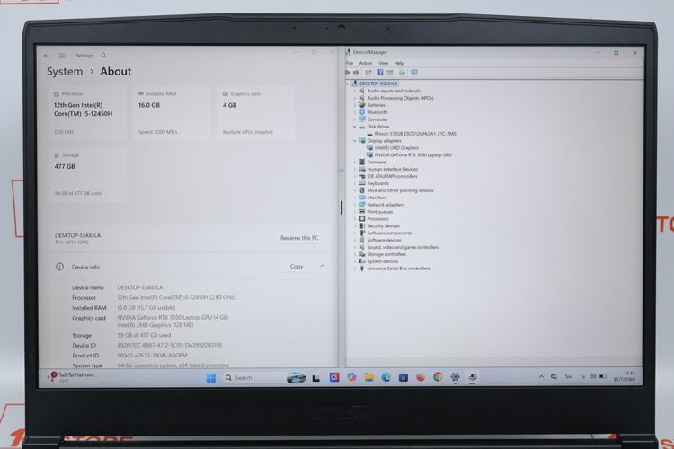 MSI Thin GF63 12UC-1092TH Core i5-12450H.RTX3050 RAM16.512GB รูปที่ 2