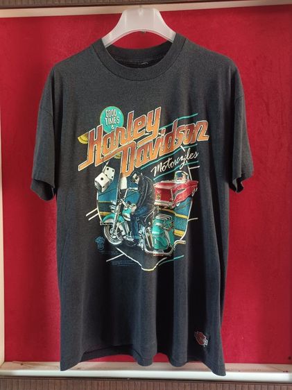 อื่นๆ เสื้อทีเชิ้ต EU 42 ดำ แขนสั้น เสื้อยืดวินเทจ Harley-Davidson Speed Limit 1989-"Goodtimes Harley Davidson Elvis Presley"