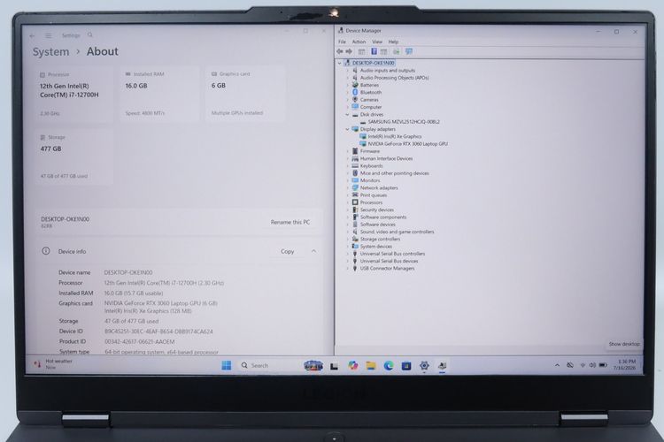 LENOVO LEGION 5 Core i7-12700H.RTX3060 RAM16.512GB รูปที่ 2