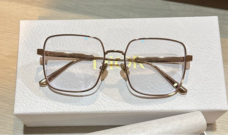 Dior CannageO S1f Square Glasses In Gold Frame With Light Blue Lens รูปที่ 3