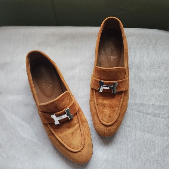 อื่นๆ รองเท้าส้นแบน หนังแท้ UK 4.5 | EU 37 1/3 | US 6 น้ำตาล ✨ RARE ปี2022! Hermès Paris Loafers Suede Brown (Size 37) ✨