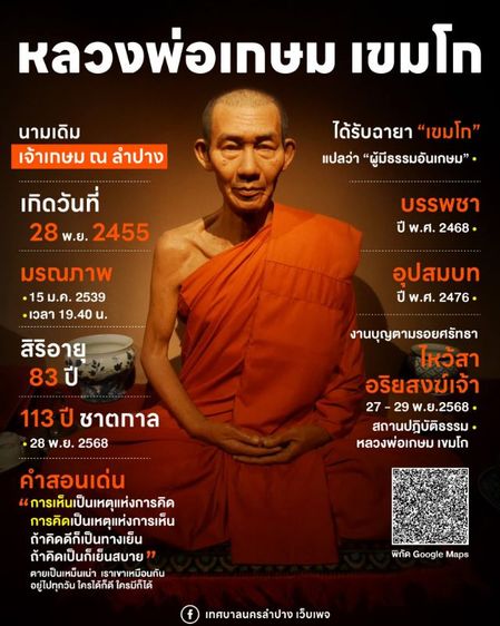 พระครูบาเกษม เขมโก เนื้อผง 2536 รูปที่ 4