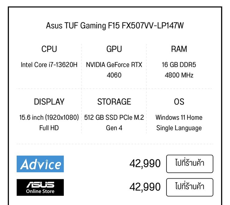 ASUS TUF GAMING F15 FX507VV-LP139W (MECHA GRAY) รูปที่ 6