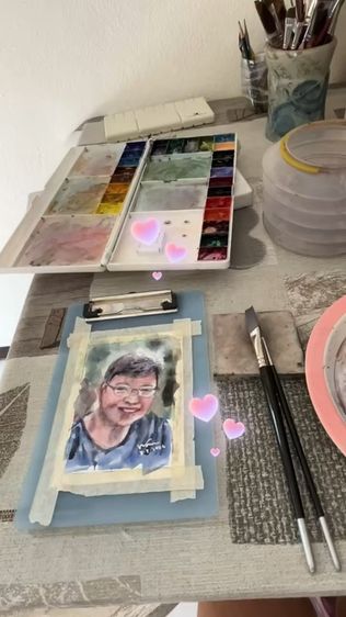 รับวาดภาพเหมือนจากรูปถ่าย วาดรูปคน วาดรูปคู่ ของขวัญ วันเกิด วันครบรอบ ของขวัญให้แฟน🎁🎉👩‍❤️‍👨 รูปที่ 3