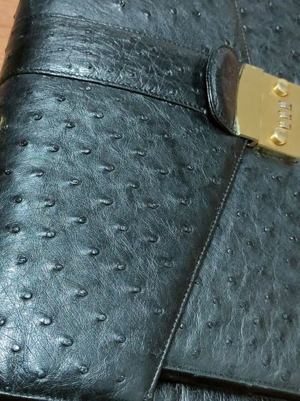 งานระดับ Masterpiece กระเป๋าเอกสารนักธุรกิจ/ผู้บริหาร หนังนกกระจอกเทศแท้ 100%(Genuine Ostrich Leather Briefcase) ล็อกหรู amiet Swiss Made 💼✨ รูปที่ 11