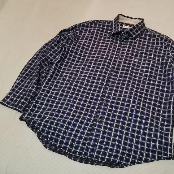🐕 เสื้อเชิ้ต Hush Puppies แท้ ลายตารางสีกรม-ขาว รูปที่ 3