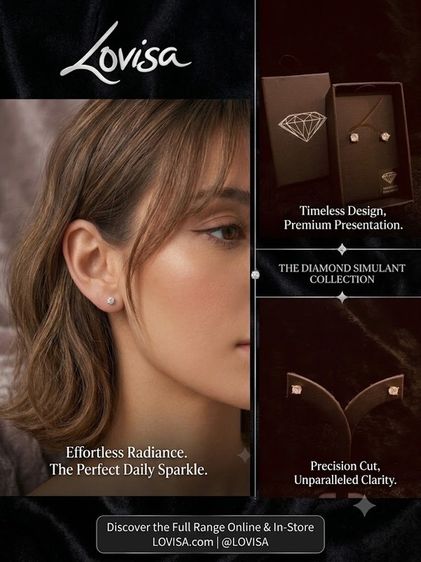 จิวเวอรี่ ต่างหูเพชร CZ มาพร้อมกล่อง แบรนด์ LOVISA จากออสเตรเลีย ส่งฟรี