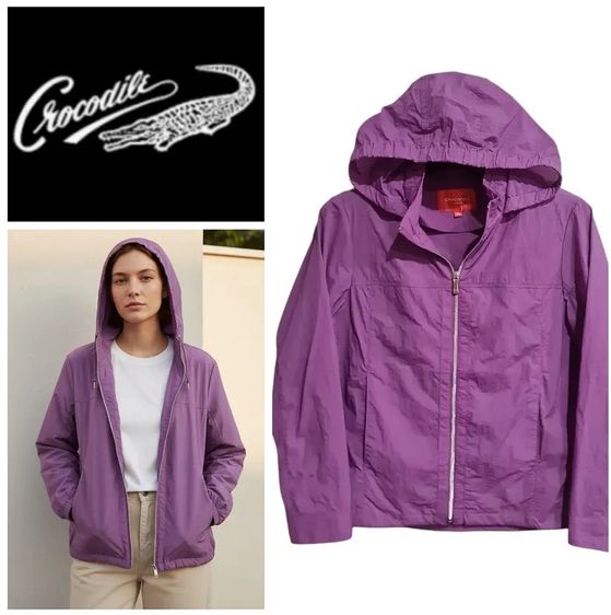 อื่นๆ อื่นๆ ไม่ระบุ อื่นๆ ส่งต่อเสื้อแจ็กเก็ตกีฬา มีฮู้ดกันลม Crocodile Ladies แท้ สีม่วง สภาพสวย ไซส์ 90 (อก 35")