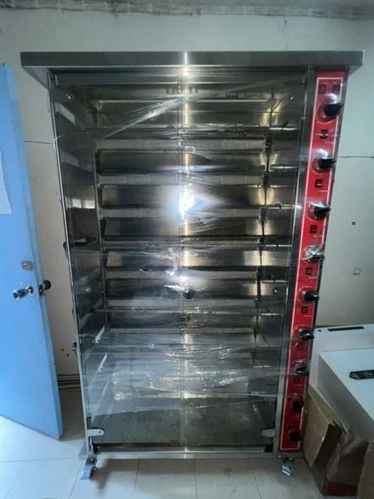 ตู้ย่างไก่มือสอง 9 ชั้น+โต๊ะ+ปล่องควัน+ป้าย
