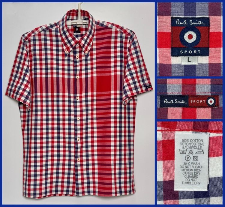 XL แขนสั้น ⚠️เหมือนใหม่‼️เสื้อเชิ้ต Paul Smith ของแท้ ORIGINAL รุ่น SPORT