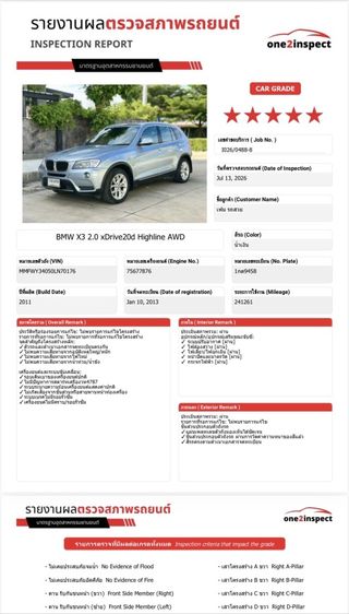 BMW X3 2013 2.0 xDrive20d Highline 4WD Utility-car ดีเซล เกียร์อัตโนมัติ ฟ้า รูปที่ 2