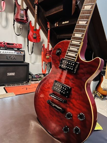 กีต้าร์ไฟฟ้า ขายกีต้าร์ Epiphone Les Paul Classic Quilt top 1999. Red Wine (Limited Edition)