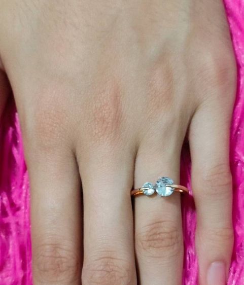 แหวนเพชร2เม็ดงานสวย ใส่เล่น เครื่องประดับแฟชั่น แหวนปรับขนาดได้ด้านหลัง