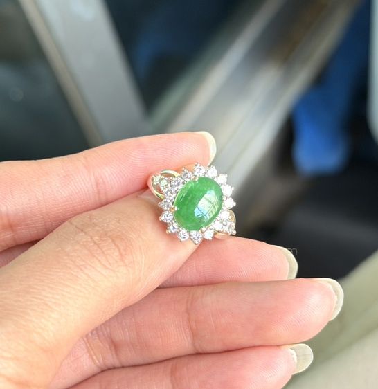แหวนเพรชหยกทองคำ14k