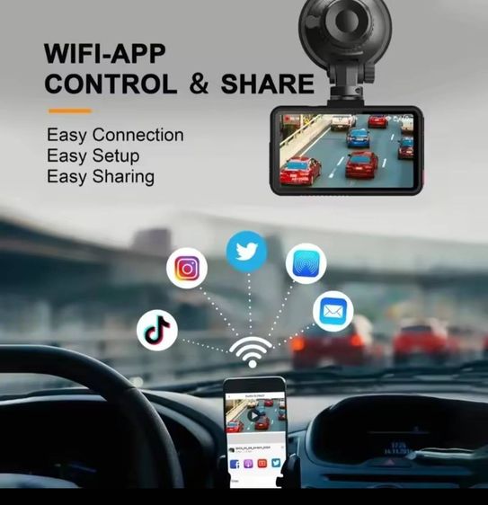 กล้องติดรถยนต์ DVR 4K HDจอขนาด3นิ้วกล้องหน้าหลังWiFi เชื่อมต่อกับโทรศัพท์มือถือ รูปที่ 6