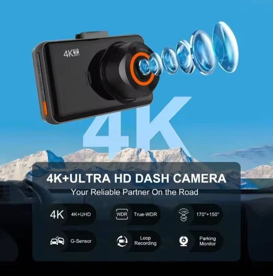กล้องติดรถยนต์ DVR 4K HDจอขนาด3นิ้วกล้องหน้าหลังWiFi เชื่อมต่อกับโทรศัพท์มือถือ รูปที่ 7