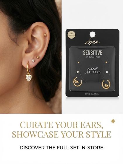 โลหะ ต่างหู"Ear Stackers" จาก Lovisa! ✨ เซทต่่างหูแบรนด์ดังจาก Australia