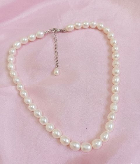 สร้อยคอมุกแท้ เม็ด 12มิลสวย ขนาดปรับระดับได้ตามต้องการ