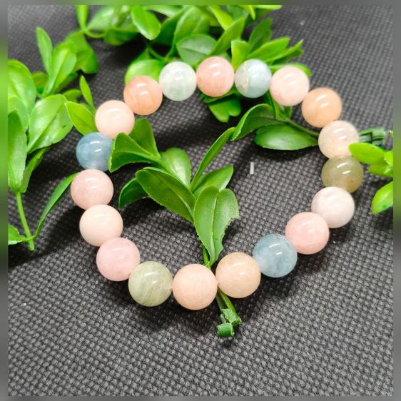 สร้อยข้อมือหินแบริลแท้10มิล Beryl มอร์แกนไนต์ อความารีน สีพาสเทลรวมสี หินมงคลแห่งความโชคดี ปัญญา เสริมเสน่ห์รัก รูปที่ 4