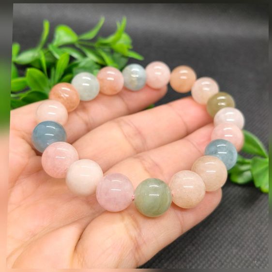 สร้อยข้อมือหินแบริลแท้10มิล Beryl มอร์แกนไนต์ อความารีน สีพาสเทลรวมสี หินมงคลแห่งความโชคดี ปัญญา เสริมเสน่ห์รัก รูปที่ 2