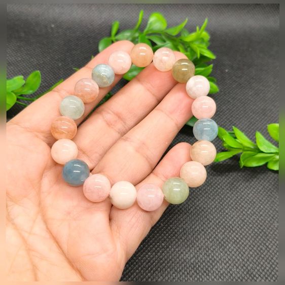 สร้อยข้อมือหินแบริลแท้10มิล Beryl มอร์แกนไนต์ อความารีน สีพาสเทลรวมสี หินมงคลแห่งความโชคดี ปัญญา เสริมเสน่ห์รัก รูปที่ 3