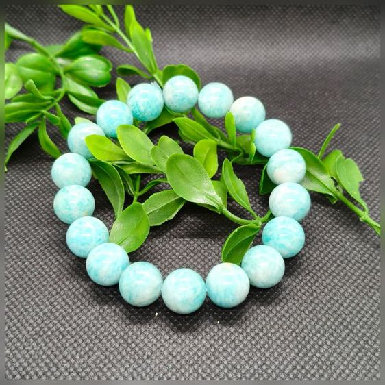 สร้อยข้อมือหินลาริมาร์แท้11มิล Larimar หินโลมา สีฟ้าอมเขียว ลายคลื่นทะเลธรรมชาติ หินมงคลบำบัด เสริมความสงบ คลายเครียด