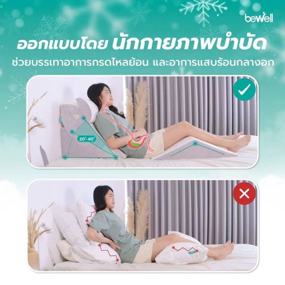 Bewell เซตหมอนสารพัดประโยชน์ 4 ชิ้น" (หรือที่รู้จักในชื่อ หมอนดูซีรีส์ / หมอนกันกรดไหลย้อน Adjustable Wedge Pillow) ซึ่งเป็นหมอนสุขภาพ รูปที่ 2