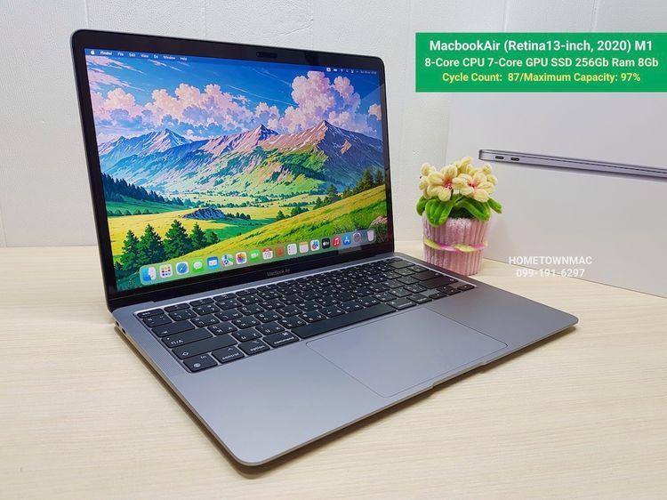 Apple Macbook Air แมค โอเอส 8 กิกะไบต์ อื่นๆ ไม่ใช่ MacbookAir (Retina13-inch, 2020) M1 8-Core CPU 7-Core GPU SSD 256Gb Ram 8Gb SpaceGray สวย ครบกล่อง ใช้น้อ