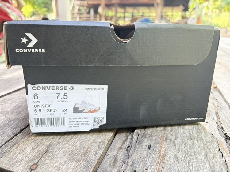 รองเท้าผ้าใบ ผ้าใบ ขนาดอื่น ๆ Converse Run Star Motion Canvas Platform สีขาว (Ox White) ของแท้ ไซซ์ 24 ซม. (EU 38.5) พร้อมกล่อง