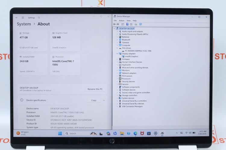 HP OMNIBOOK 5 FLIP Core 7 150U RAM24.512GB  รูปที่ 2