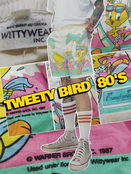 M ขาว กางเกงขาสั้น TWEETY BIRD 80'S🐥