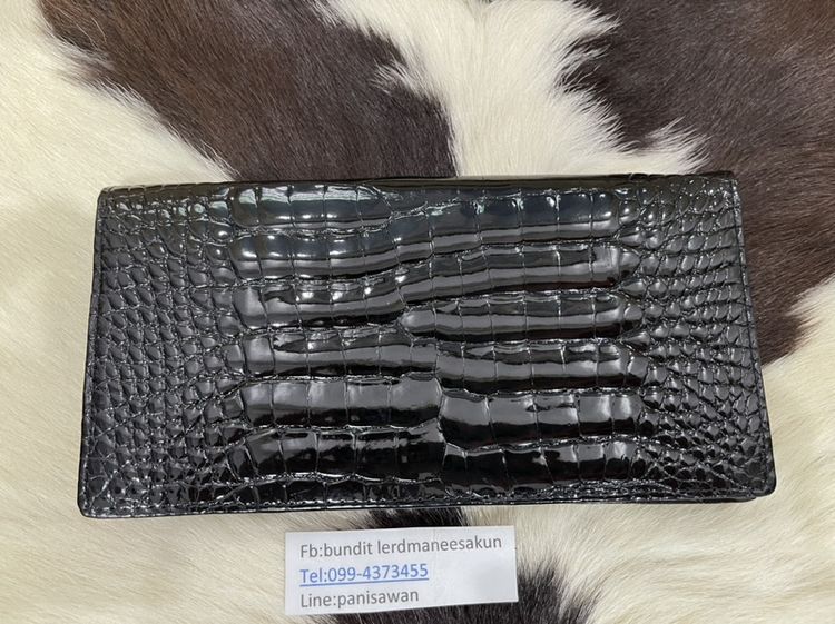 หนังแท้ ไม่ระบุ ดำ กระเป๋าสตางค์หนังจระเข้ สภาพใหม่ หนังท้องเงาสวยๆ 790บาท