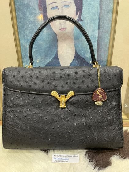 กระเป๋าหนังนกกระจอกเทศ เเบรนด์ JRA Japan สภาพดีหนังสวย 990บาท