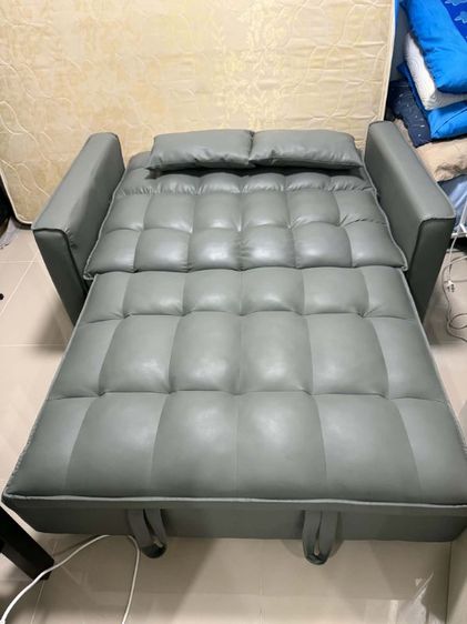 หนัง เทา 2 ที่นั่ง โซฟาเบด sofa bed โซฟาปรับนอน (ใหม่มาก95% ใช้มาแค่เดือนเดียว)