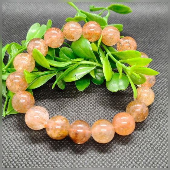 th10กำไลหินไหมนาคแท้ 100% ไหมเศรษฐีสีน้ำตาลทอง (Copper Rutilated Quartz)