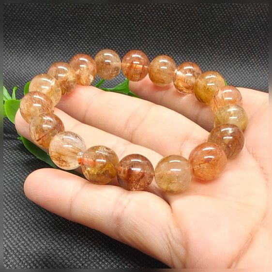 th10กำไลหินไหมนาคแท้ 100% ไหมเศรษฐีสีน้ำตาลทอง (Copper Rutilated Quartz) รูปที่ 2