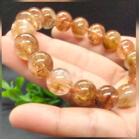 th10กำไลหินไหมนาคแท้ 100% ไหมเศรษฐีสีน้ำตาลทอง (Copper Rutilated Quartz) รูปที่ 3