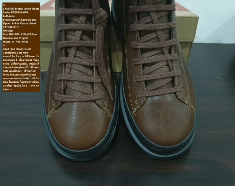 CAMPER Brutus Ankle Boots, Men's 8UK 42EU/27.7cm Original ของแท้ มือ 2 สภาพแทบไม่ต่างจากมือ 1, รองเท้า CAMPER หนังแท้ พื้นเต็ม สวยมาก รูปที่ 8