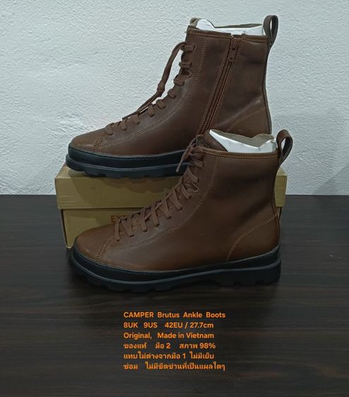CAMPER Brutus Ankle Boots, Men's 8UK 42EU/27.7cm Original ของแท้ มือ 2 สภาพแทบไม่ต่างจากมือ 1, รองเท้า CAMPER หนังแท้ พื้นเต็ม สวยมาก รูปที่ 12