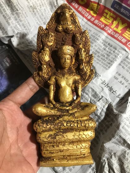 พระนาคปรกปสงสมาธิ เนื้อทองสำริดเก่ามากหน้าตัก3นิ้วสูง9นิ้ว