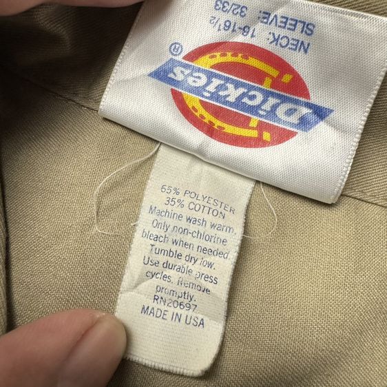 เสื้อเชิ้ต​ 80s Dickies D Stock made in USA​ Size 16 รูปที่ 2