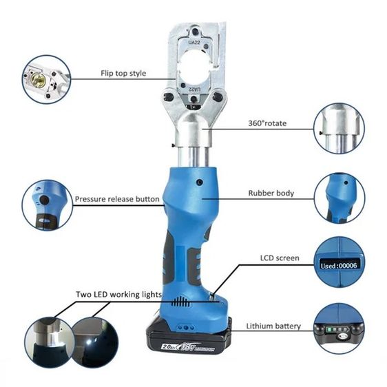 คีมย้ำสายไฟและตัดสายไฟไร้สาย Battery Powered Mini Crimping Tool 2 in 1 (BCT-240) รูปที่ 3