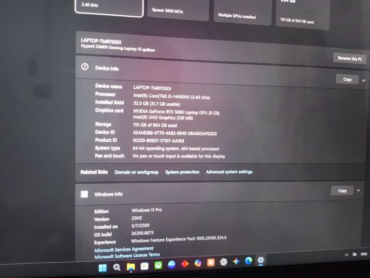 hp hyperx omen 15-ga0002tx Ram 32gb อายุไม่ถึง 1 เดือน รูปที่ 4