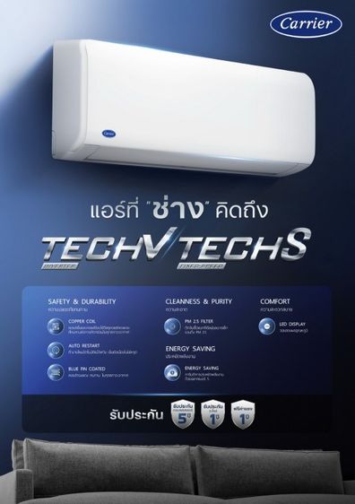 CARRIER แอร์ติดผนังรุ่นใหม่ล่าสุดจากแคเรียร์ TECH-S รุ่นธรรมดา รูปที่ 7