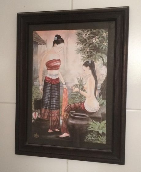 ภาพวาดงานศิลปะ กรอบไม้สัก ภาพ2สาวสวย"ว้าว" คลาสสิคมากๆ (ขายถูก) รูปที่ 6